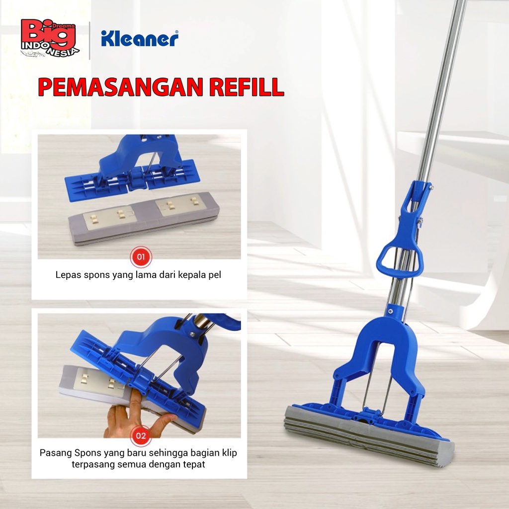 Alat Pel Spons PVA Tipe Klip Floor Mop Pembersih Lantai Kleaner GSA004