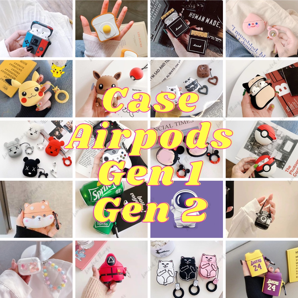 Soft Case Airpods 1/2 WBB Bears Game Xbox Nintendo Silikon Pikachu Pokemon Kaws Mickey Inpods 12 i11 i9