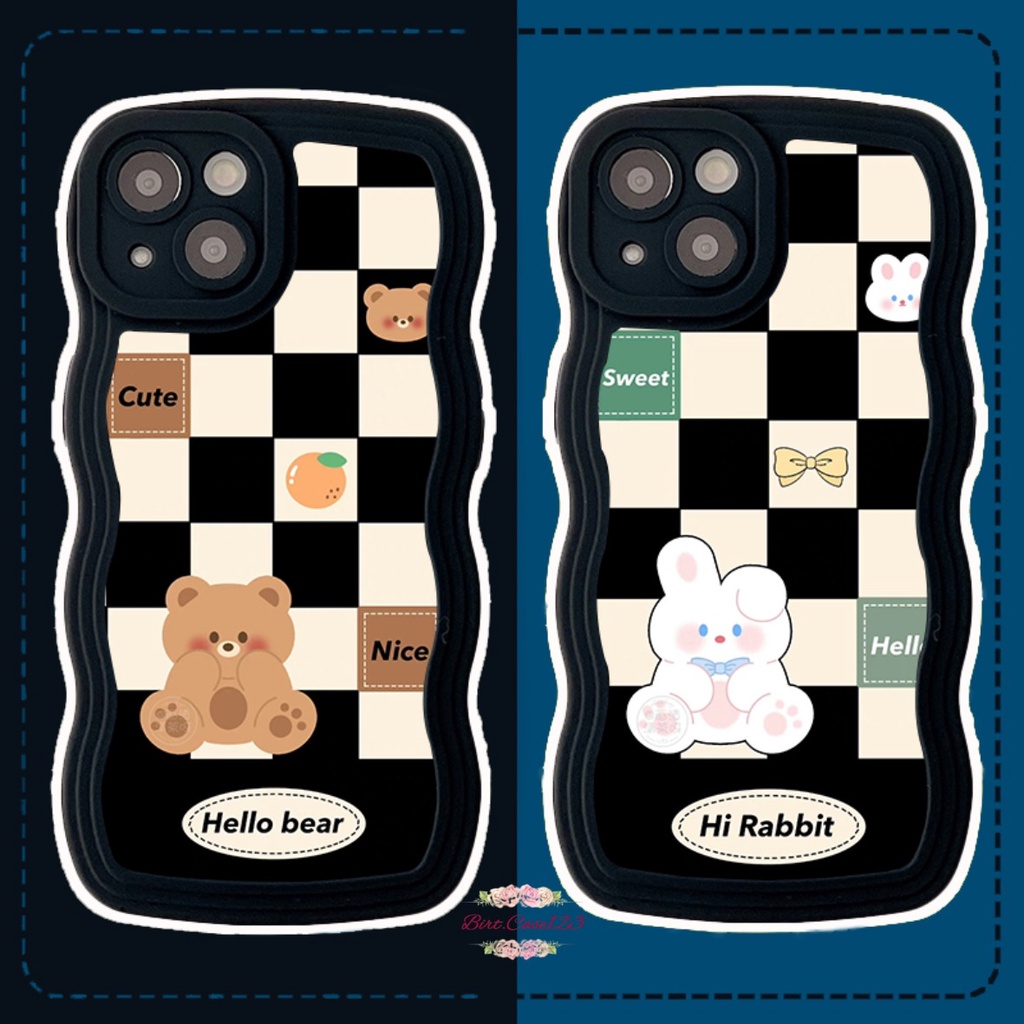 CUSTOM SOFTCASE SILIKON GELOMBANG WAVY CUSTOM HI RABBIT AND BEAR FOR XIAOMI REDMI 6A 8 8A PRO 9 9A 9C 10A NOTE 8 9 10 10S POCO M3 X3 BC7369