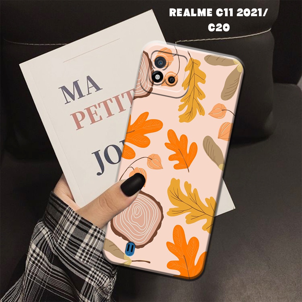 Case Hp Realme C11 2021  -  Casing Hp Realme C11 2021  -  Elzora.id - Fashion Case Motif DAUN - Case