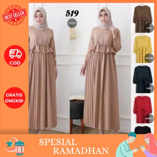 Gamis Lebaran 2023 Model Gamis Terbaru | Tamara Dress | Gamis Ceruty Baby Doll Mix Payet Resleting B