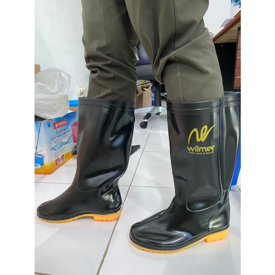 Sepatu Boots Karet Boot Hitam Pria Kerja Safety Proyek Bot Panjang