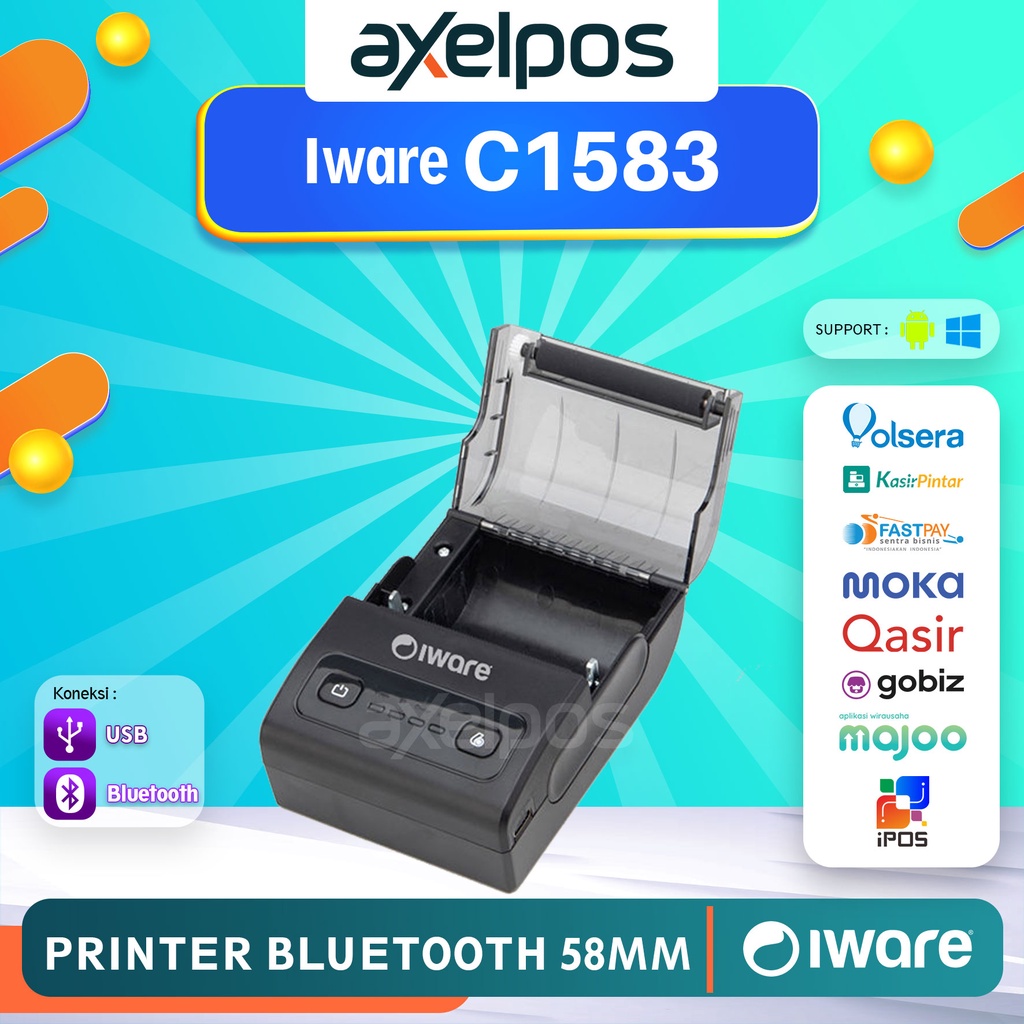 Mini Printer Bluetooth Thermal Kasir 58mm Iware C5813