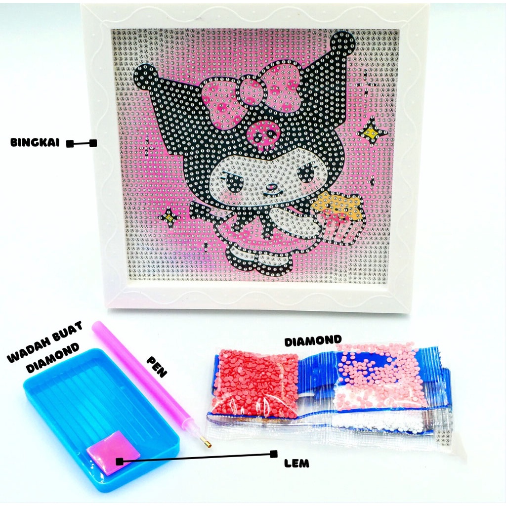 DIY Diamond Painting Sanrio Edition + Bingkai 18cm X 18cm