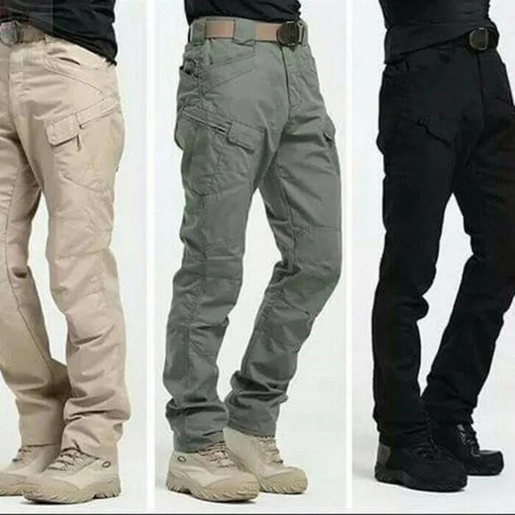 Celana Cargo Tactical Celana Panjang Pri Dewasa Katun Santai Polos