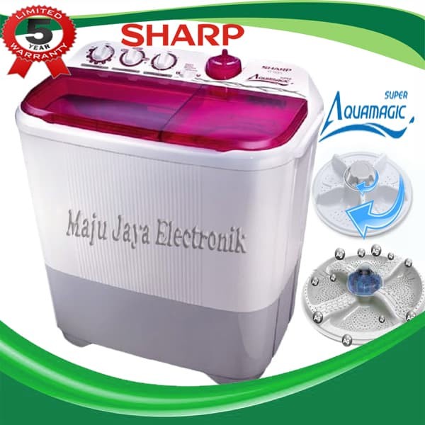 Terlaris Wash Mesin Cuci 2 Tabung Sharp 8.5 Kg Aquamagic Kering Dan Cuci
