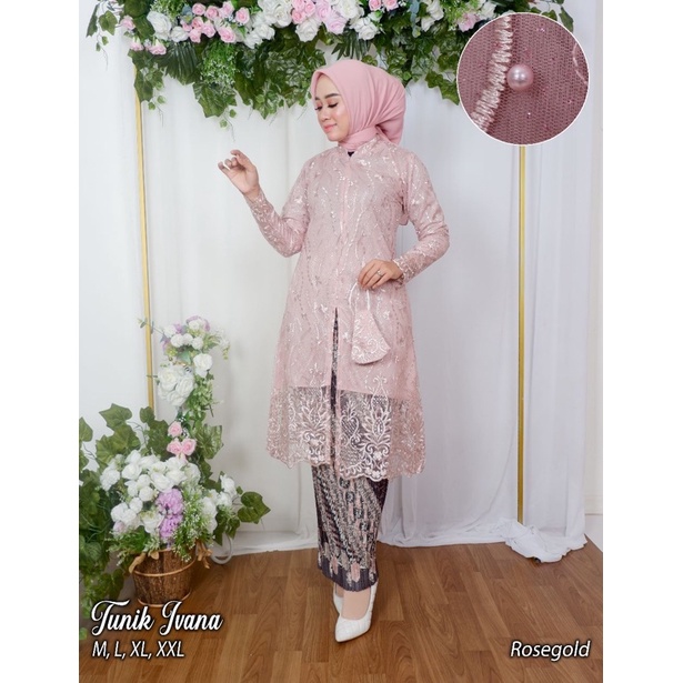 Permata Olshop / Kebaya Tunik Busui Ivana JN / Kebaya Tunik Tulle Bordir Busui Modern / Kebaya Kondangan / Kebaya Lamaran