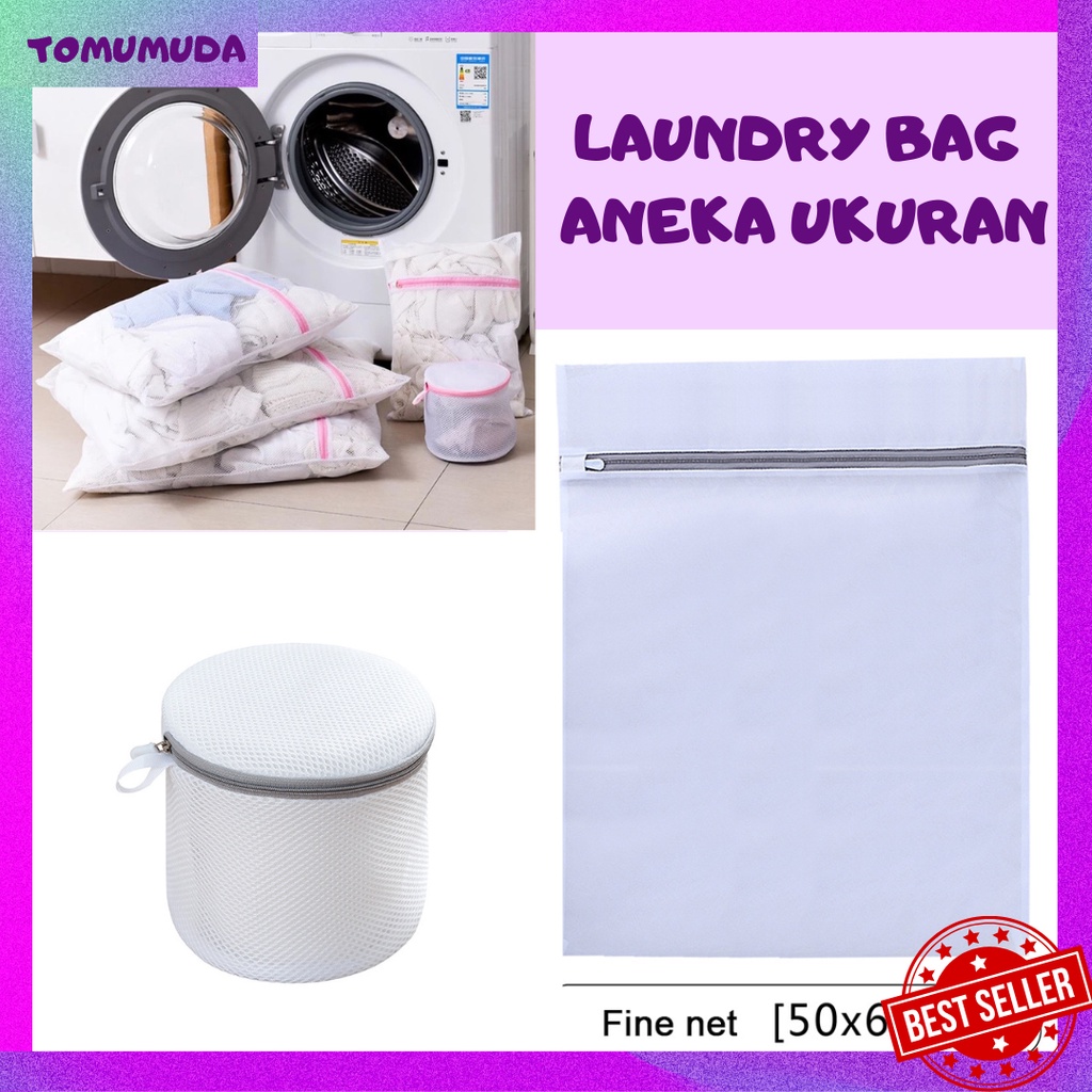 TOMUMUDA Laundry Bag Washing Machine Kantong Cuci Baju Jaring Resleting Washing Laundry Bag LW59