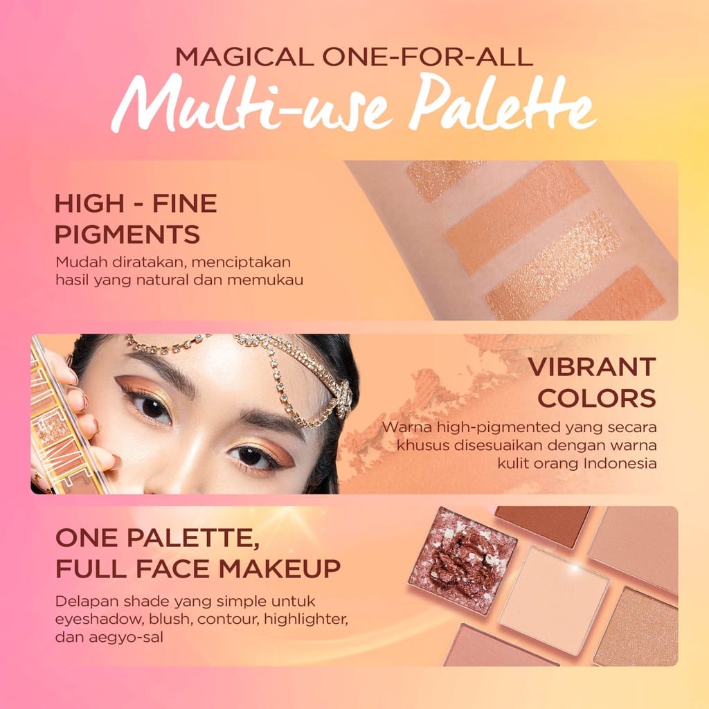 DAZZLE ME The World Traveler Eyeshadow Palette | BPOM 8 warna Natural Matte Satin Glitter High Pigment Long Lasting Smooth