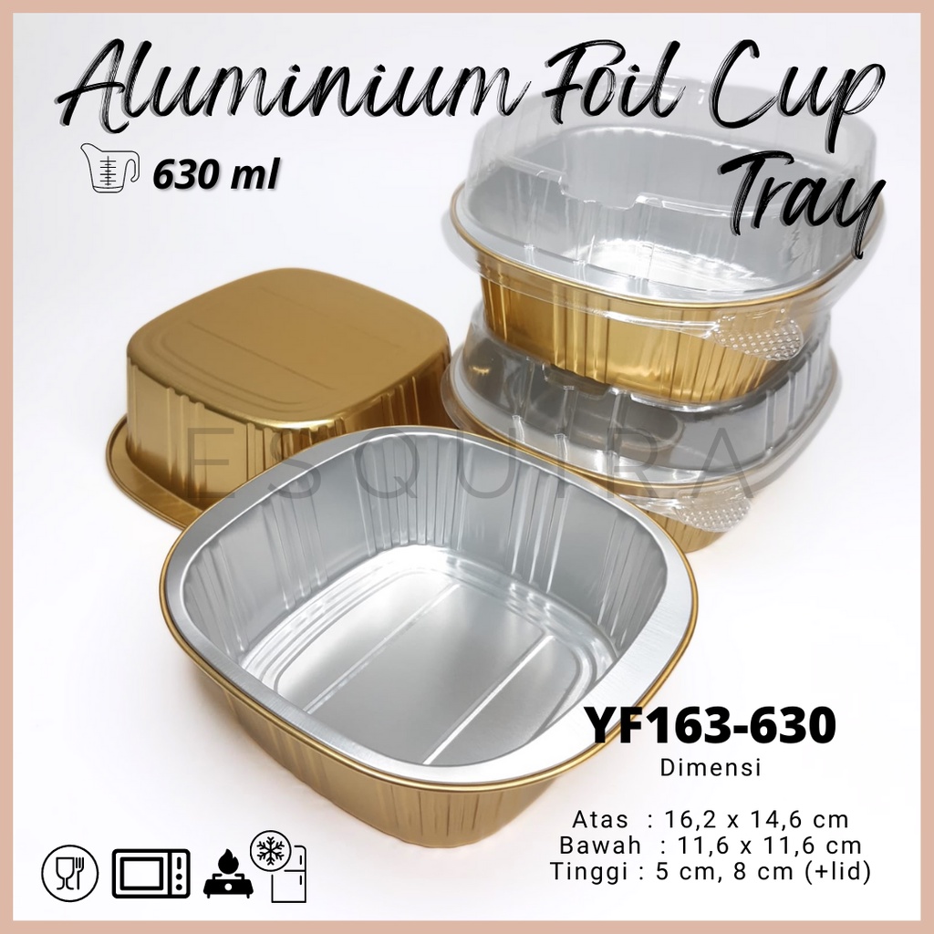 Aluminium Foil Cup Tray Gold + Lid / 10 PCS / YF163-630