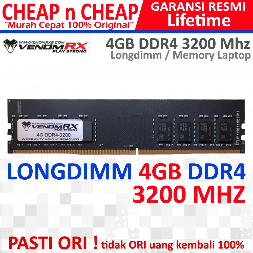 VenomRX DDR4 4GB 2666 Mhz RAM PC - Memory Longdimm Komputer Venom RX