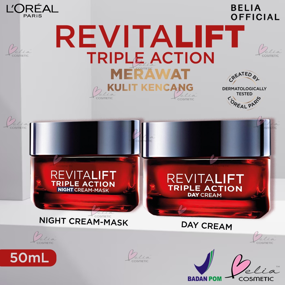❤ BELIA ❤ L'OREAL PARIS Revitalift Triple Action Day Cream | Night Cream-Mask | Pro-Xylane + LHA | Hyaluronic Acid + Vitamin C + Pro-Retinol | Fragrance Free