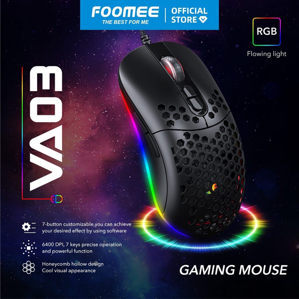 C_   Foomee VA03 Professional Wired Gaming Mouse With RGB Light