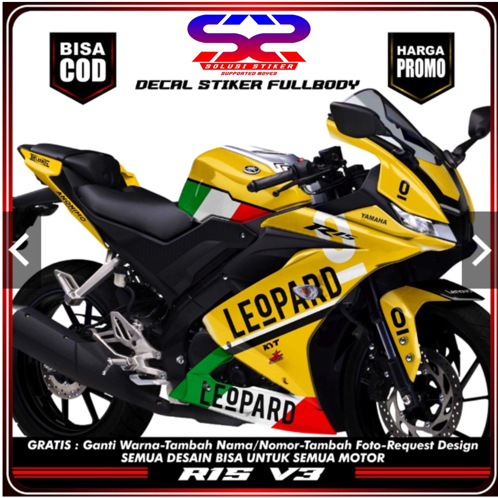 Stiker Decal R15 V3 Full Body Keren Stiker R15 V3 Stiker Decal R15 V3 Variasi Leopard Kuning Full Bo