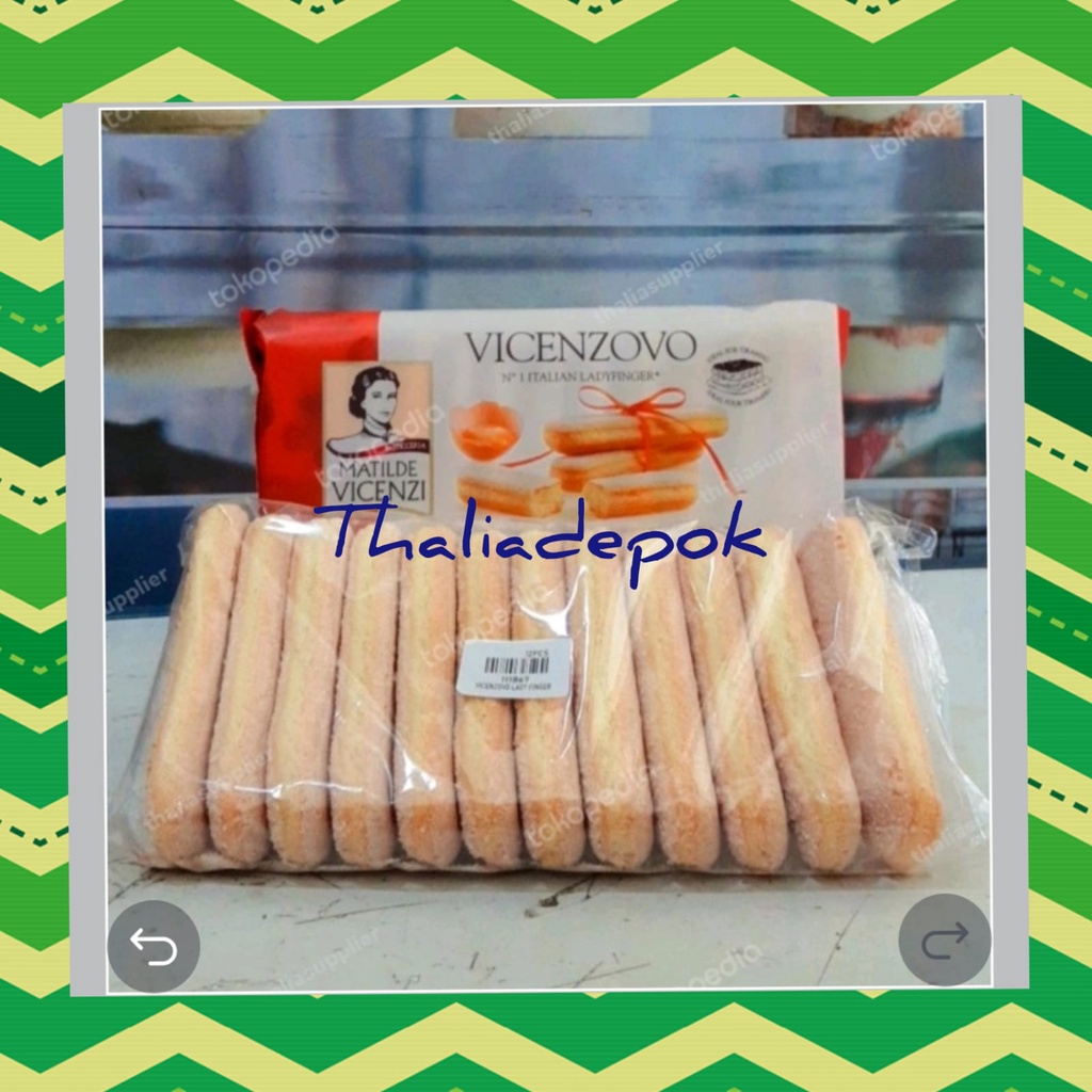 

VICENZOVO ITALIAN LADYFINGER BISCUIT ECER 100GR X 1PACK U/ CAKE DLL.