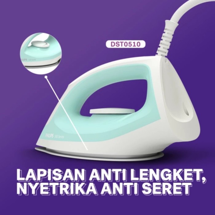 SETRIKA PHILIPS DST 0510 DRY IRON DST0510 GARANSI RESMI ORIGINAL