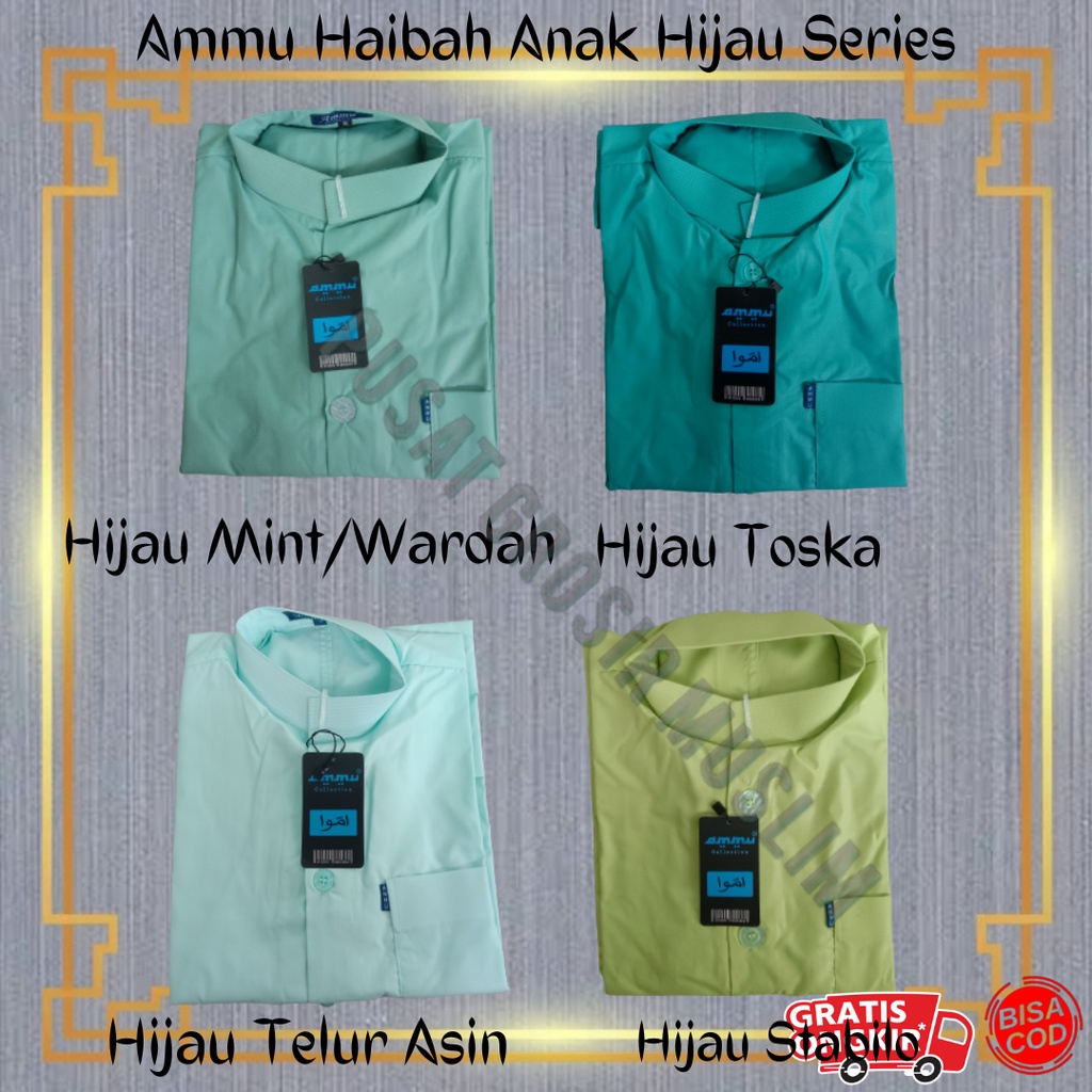 Baju Koko Ammu Kerah Haibah Anak Ukuran Size 6-10 Hijau Series Termurah!!!