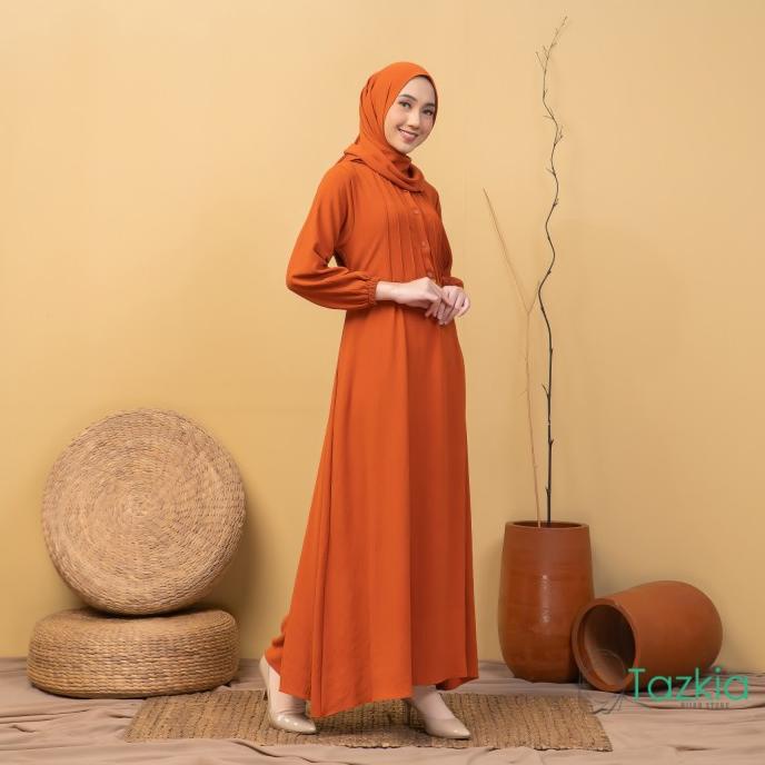 Dress Muslim Wanita Gamis Set Pashmina Azalia Bata Polos Crinkle