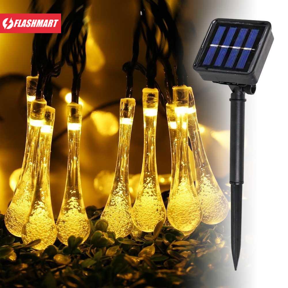 Flashmart Lampu Hias String Lights Raindrop Solar 30LED 6.5M Warm White - SP030