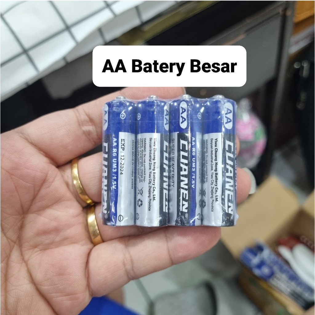 Batu Batt AA=Besar/AAA=Kecil Brand Green 1.5V 1.5 V Lion Litium Ion Baterai Baterei / Battery High Energi Per 1 Pcs Murah Bagus Kualitas Lumayan 1X Pakai