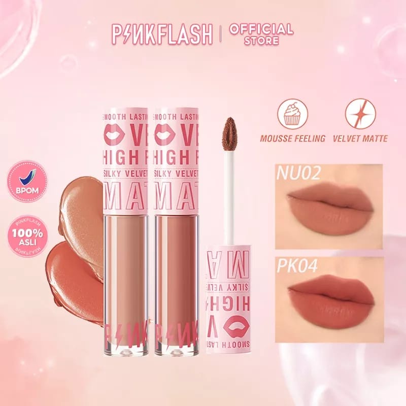 ARJUNA PINKFLASH PinkDiary Velvet Matte Lipstick Lip Cream Smooth High Pigment Lasting Tahan Air KT5