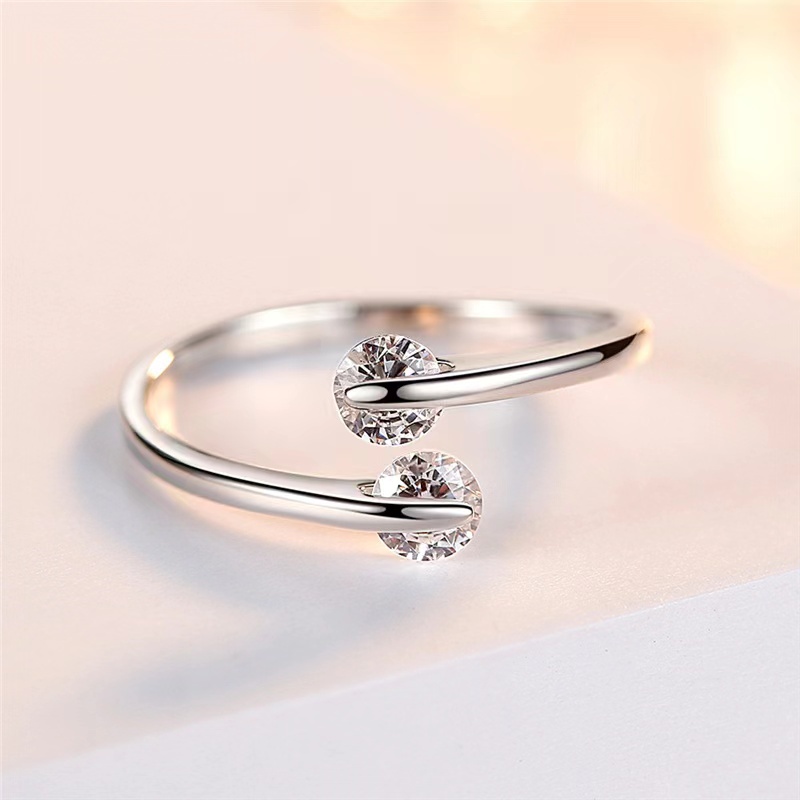 Cincin  Wanita Perak Korean Female Simple Fashion Ring Swan Ring Crystal - Ring Female Ins Ring New Accessory Gift