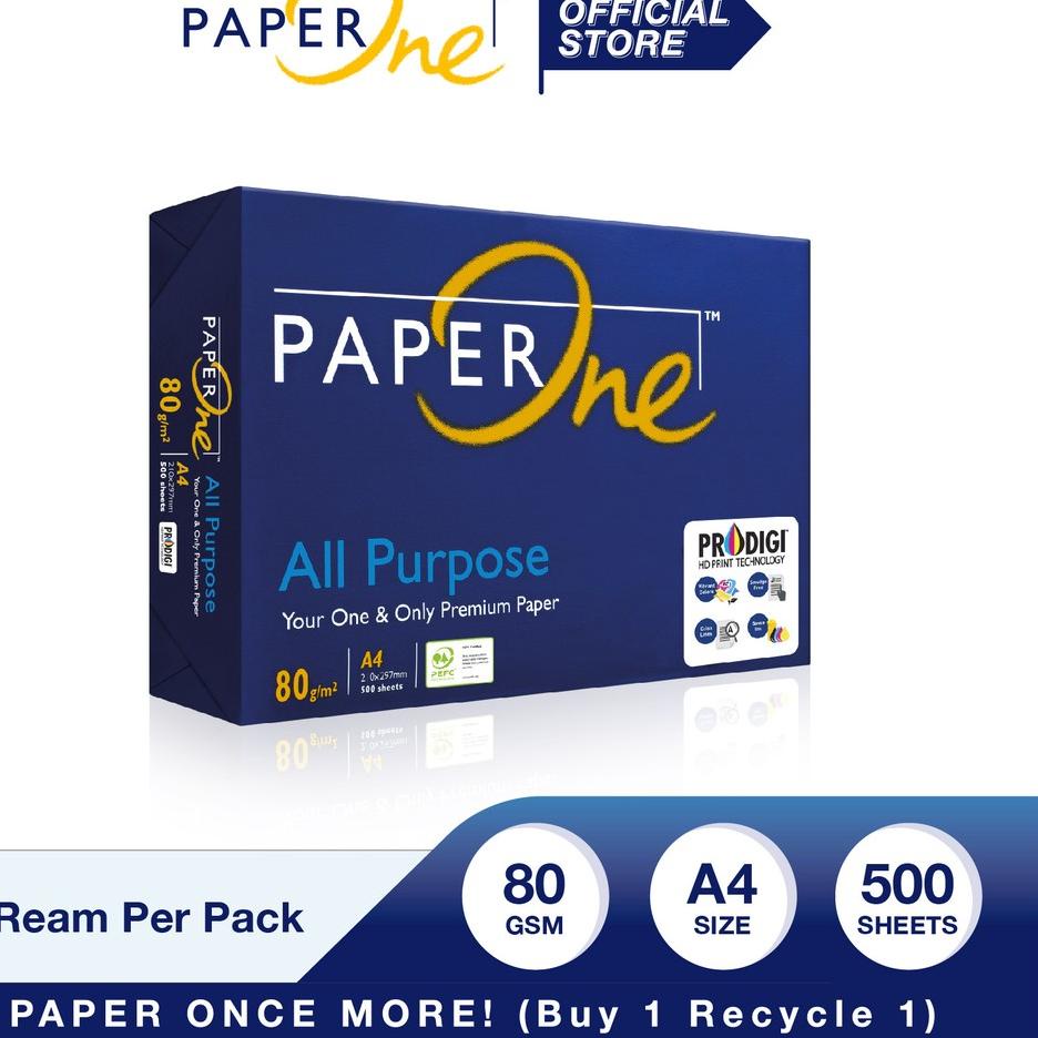 

◊ PaperOne Kertas A4 80gr All Purpose 1 Rim (500 lembar) Kertas HVS A4 Kertas Fotocopy ❈