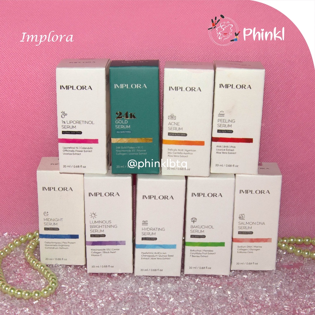 `ღ´ PHINKL `ღ´ ɪ ᴍ ᴘ ʟ ᴏ ʀ ᴀ  Implora face Serum wajah dual function retinol mencerahkan kulit mengecilkan pori jerawat