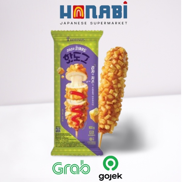 

Korinus Potato & Cheese Corndog Frozen 100g - Corndog Kentang & Keju Made In Korea