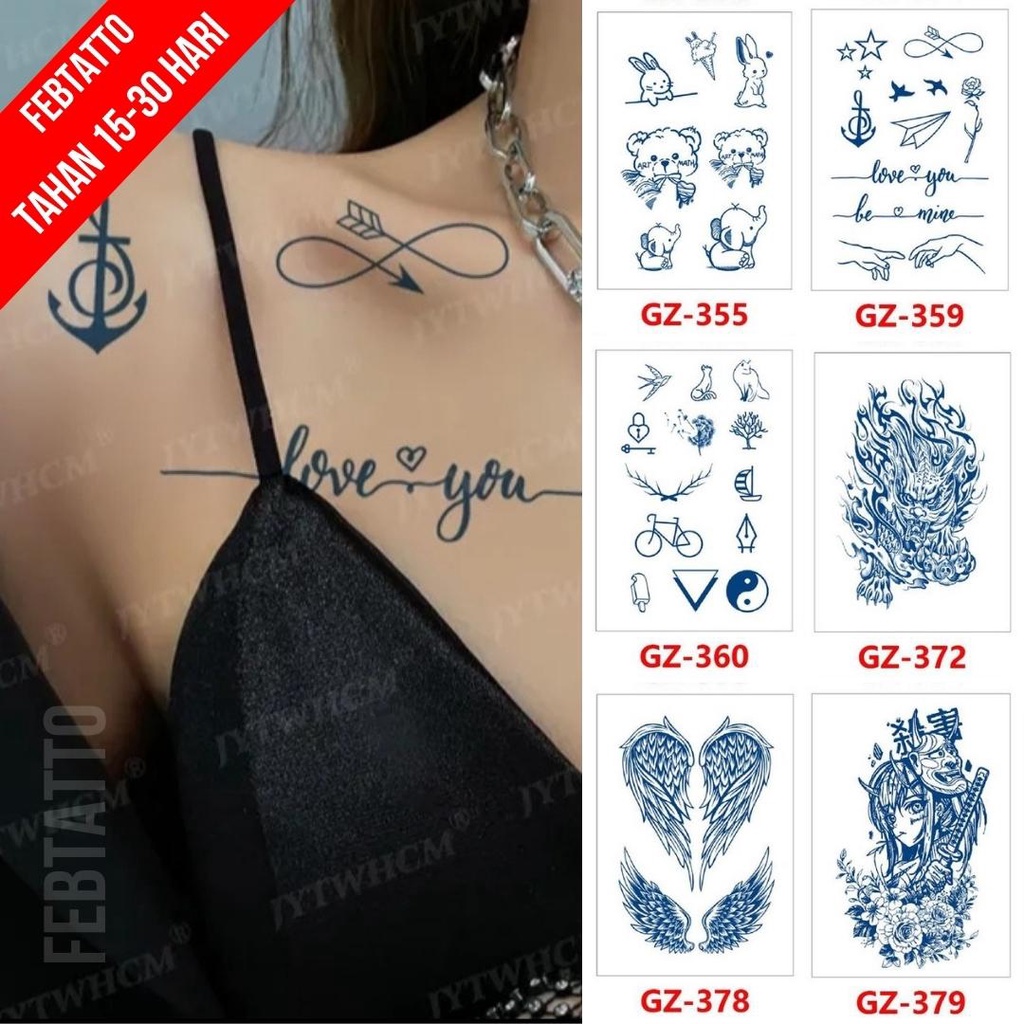 Tato Temporer Ukuran 18cm x 11cm Motif GZ 359 Motif Kecil Tangan Tulisan Jangkar Infinity Tato Lenga