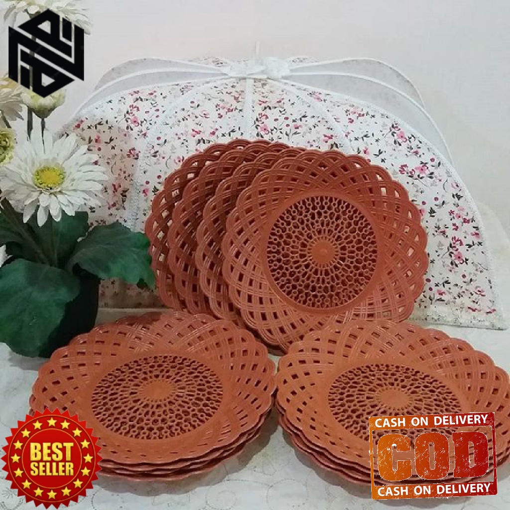 PIRING BULAT PLASTIK ANYAMAN PIRING ANYAMAN PIRING ROTAN PIRING lidi MOTIF ANYAM