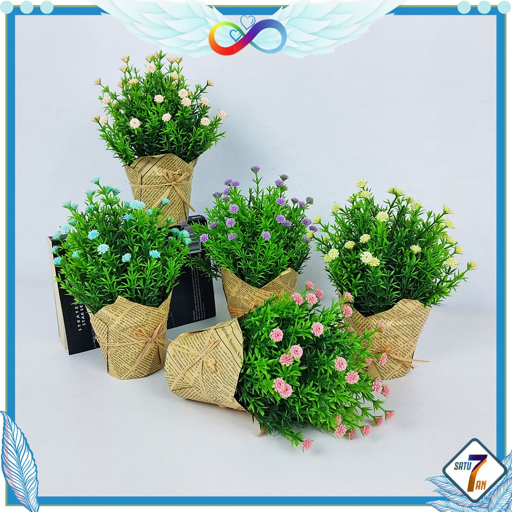 Tanaman Hias Plastik Ornamen Pot Bonsai Pajangan Dekorasi Rumah Import Artificial Flower Satu7an PBP86