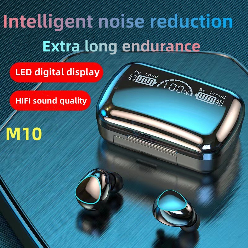 Tws M10 Bluetooth Headset Smart Digital Display Bluetooth 5.1 Wireless Subwoofer Headphones