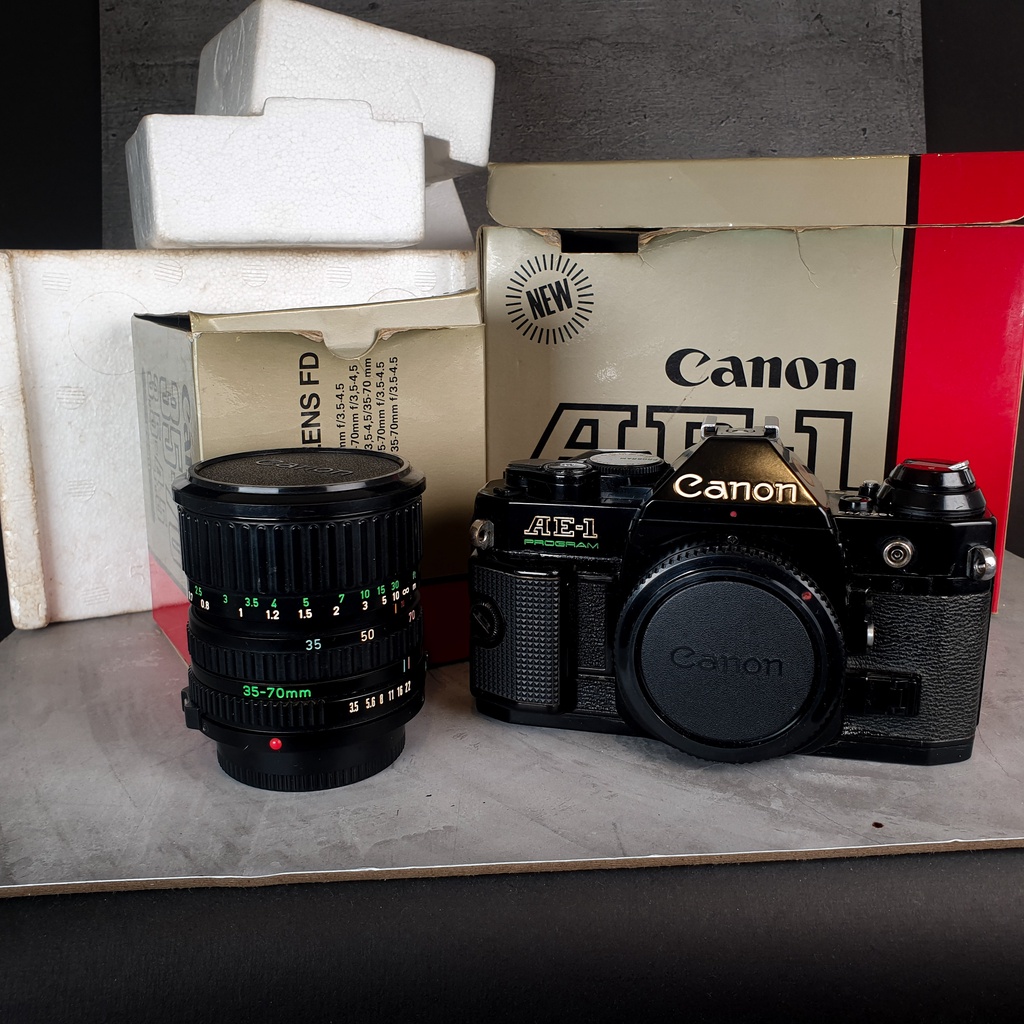 CANON AE - 1 Program BOX+ LENSA 35-70 MM BOX  KAMERA ANALOG