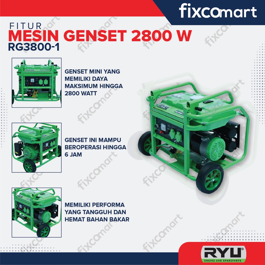 Ryu Generator Rg 3800-1 / Ryu Mesin Genset 2800 W