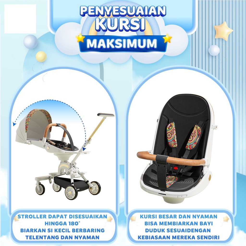 SUPER STROLLER VBABY-LX300 FOR NEW BORN//Kereta Dorong Bayi dan Balita Terbaik//Gratis Tray Makan/ Meja Makan bayi dan Balita