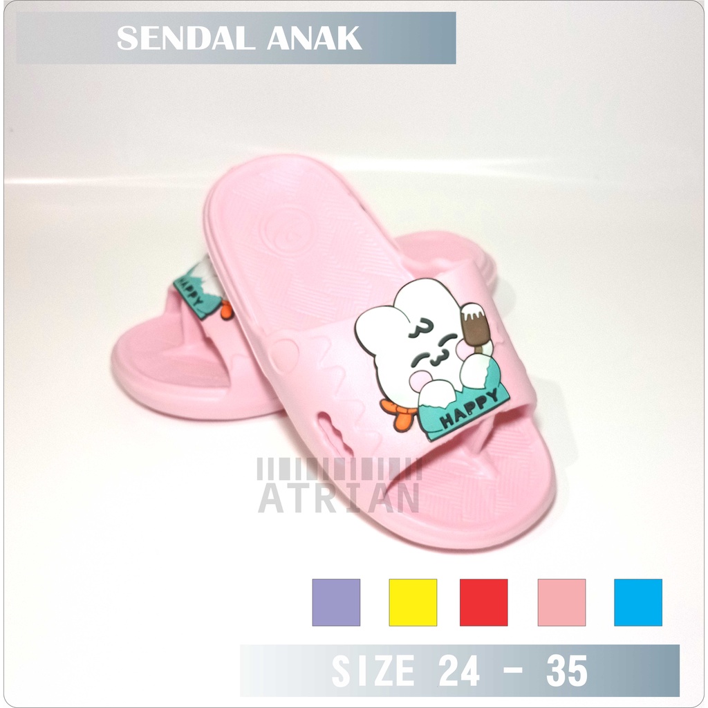 SENDAL SELOP ANAK PEREMPUAN MOTIF KELINCI / SENDAL SELOP ANAK USIA 0 - 8 TAHUN TERBARU