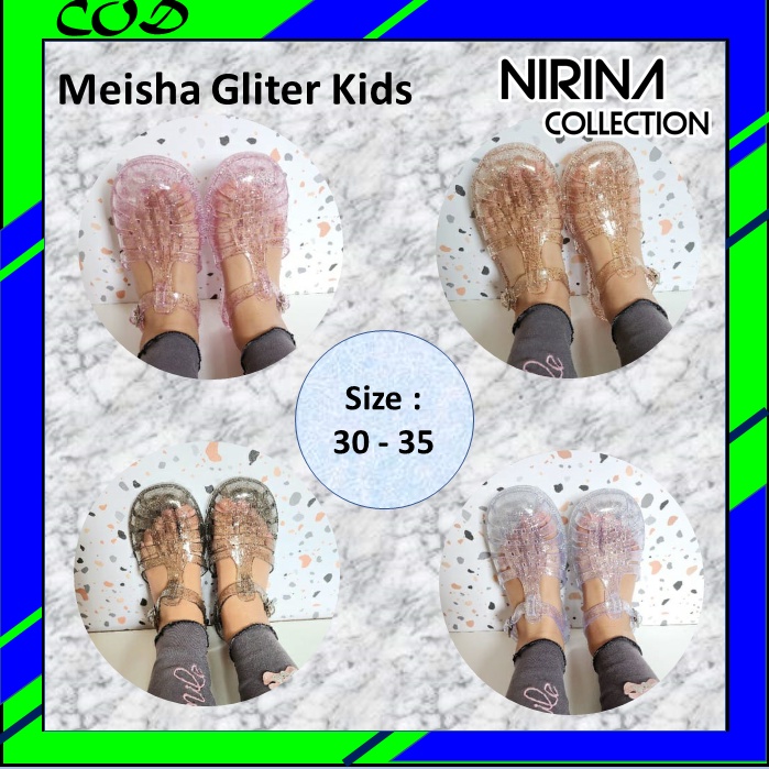 Sandal Jelly Shoes Anak Import ( 30-35) Gliter Kids Transparant Karet Anti Slip /Sepatu sendal Anak Perempuan Slipper Mom and Kids