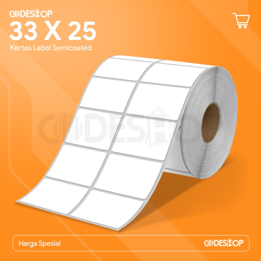 

LABEL BARCODE SEMICOATED 33X25 2 LINE CORE 1" ISI 4.000 PCS