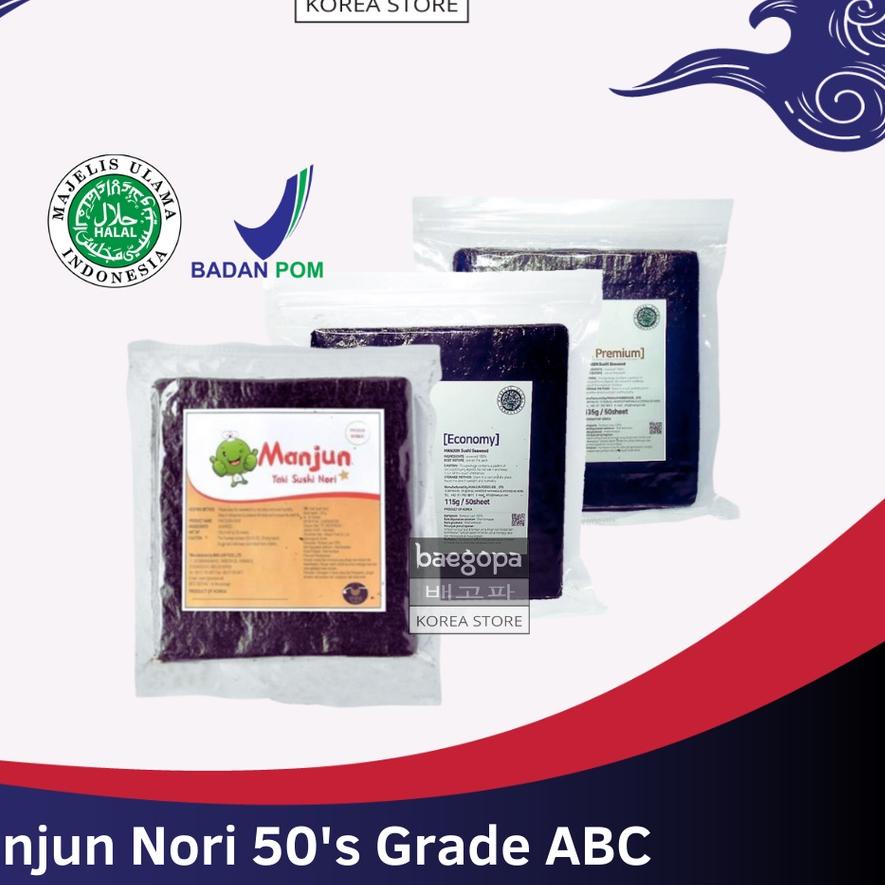 

➢ MANJUN Sushi Nori Kimbab 50 S Halal │ Nori Gimbab Import Lembar Rumput Laut.. ✬