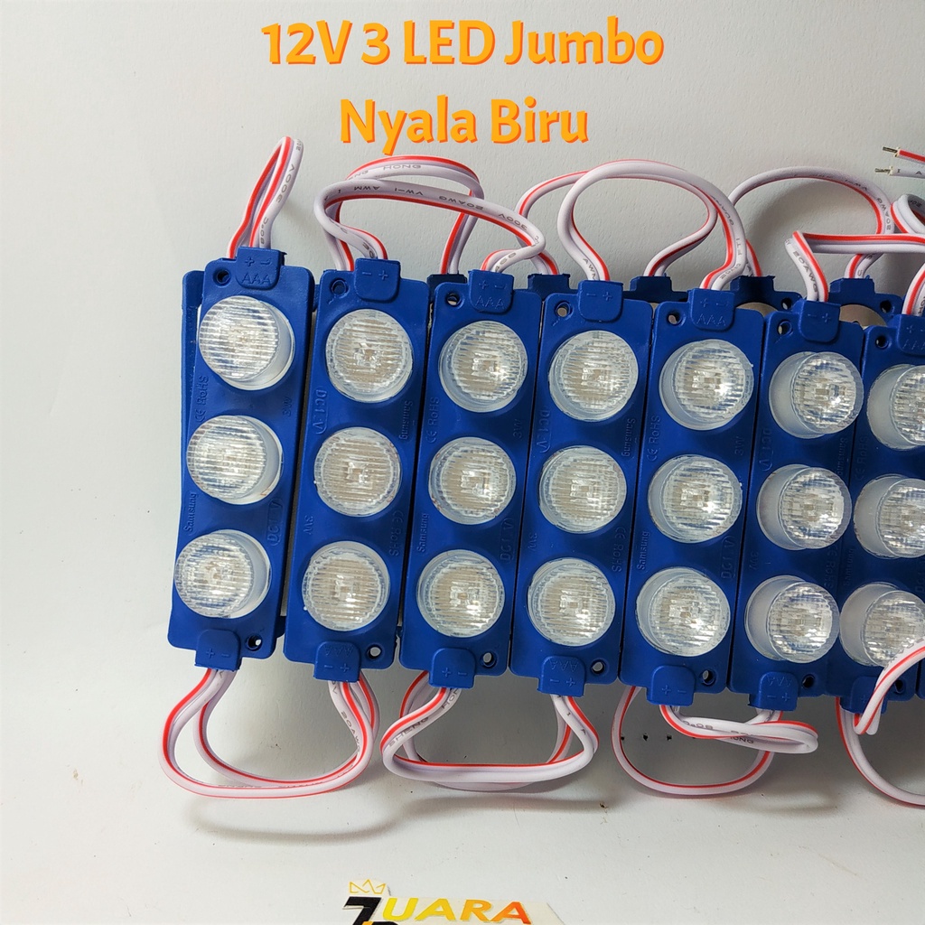 LED MODULE 12V 3 LED Jumbo Nyala Putih, Merah, Kuning, Hijau, Biru