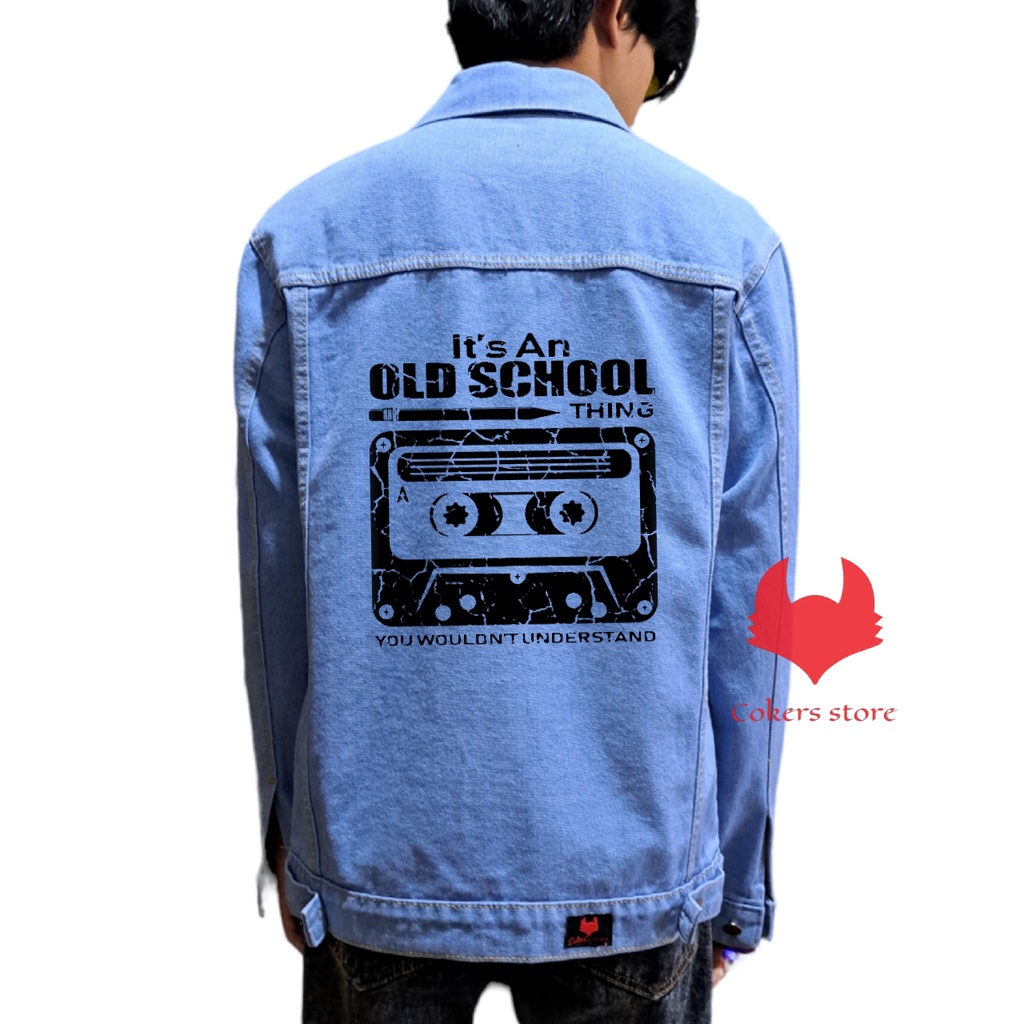 Jaket Jeans Pria - Sablon Gambar Belakang - BIOBLITZ OLD SCHOOL