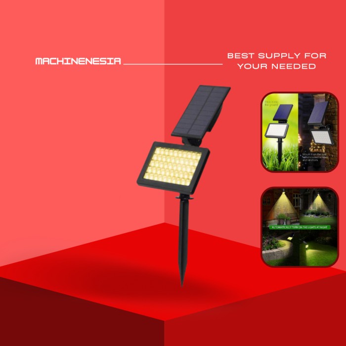 LAMPU TAMAN TENAGA SURYA SOLAR CELL TANCAP DINDING WARM WHITE KUNING