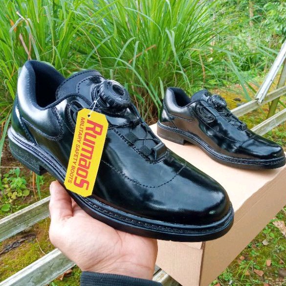 Rumaos black formal Tali putar sepatu PDH kulit kilap premium