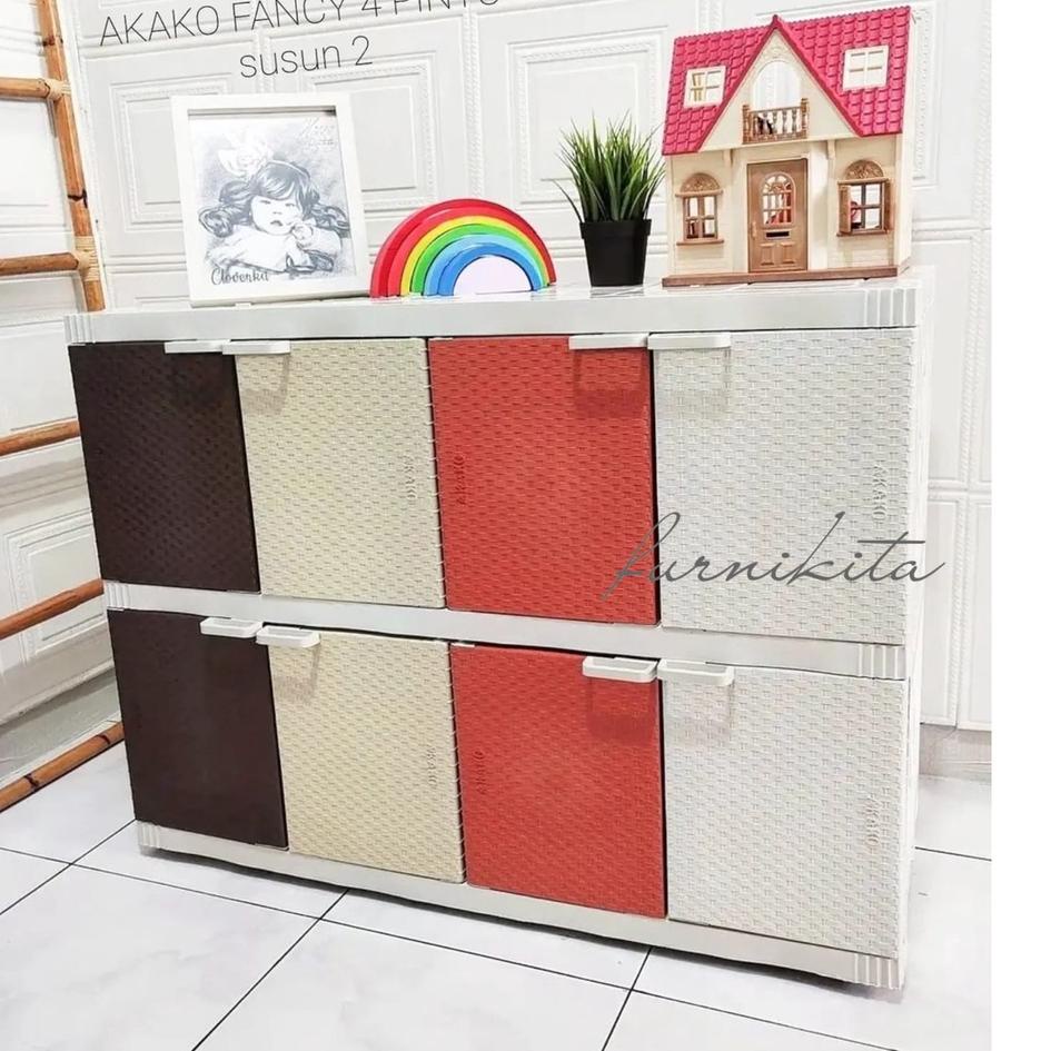 ☆ LEMARI PLASTIK SERBAGUNA AKAKO FANCY MEJA TV PLASTIK AKAKO PORTABLE ➾