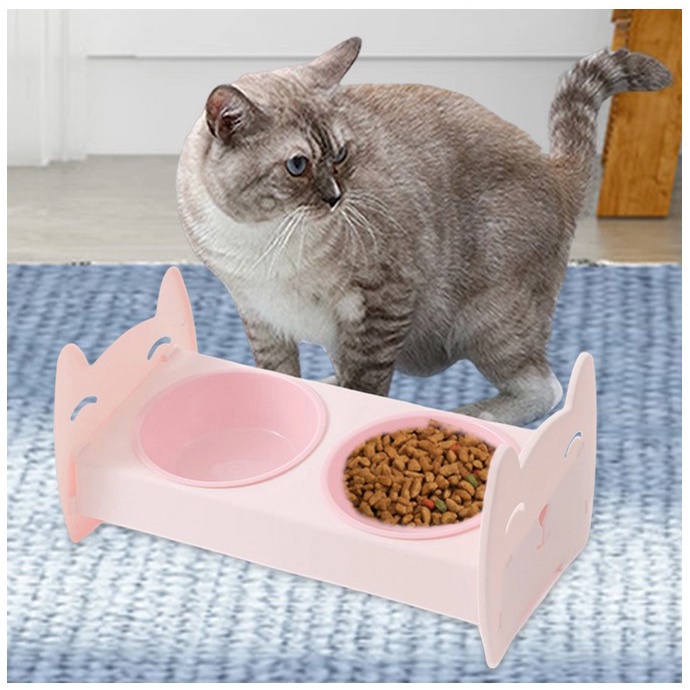 Bowl MP 130 Tempat Makan Minum Hewan Berdiri + Kaki Penyangga untuk Kucing Anjing Ukuran 29 cm x 17 cm x 14cm warna random