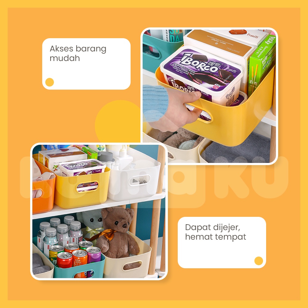 Rumaku Keranjang Serbaguna Tempat Penyimpanan Mainan Pakaian Makanan Makeup Kosmetik Multifungsi Storage Box Organizer Bahan Plastik