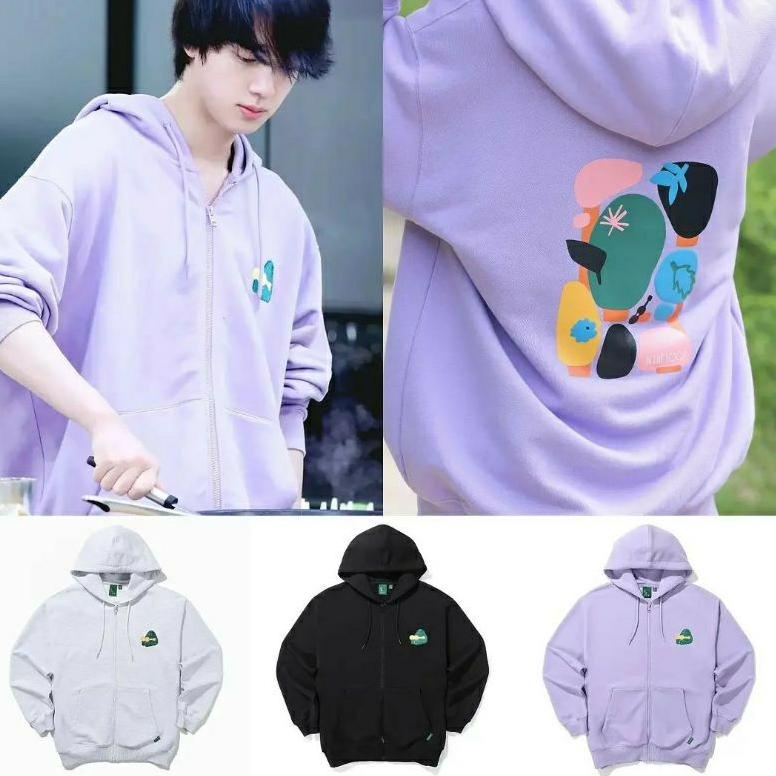 TERMURAH Jaket Hoodie BTS Jin style In The Soop 2 Logo depan + sablon besar belakang