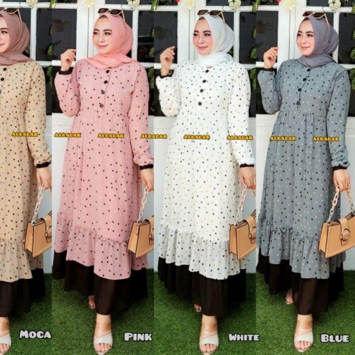Gamis Polkadot Gamis Ceruty Babydoll Gamis Ceruty Babydoll Gamis Polkadot Tearu Dress Muslim Ceruty 