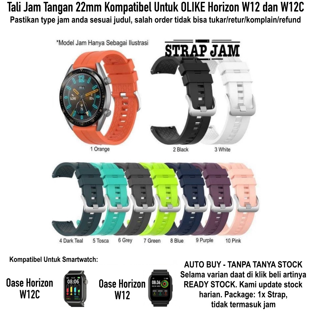 XLF Tali Jam Tangan Olike Horizon W12 / W12C - Strap 22mm Rubber Silikon Model Sporty